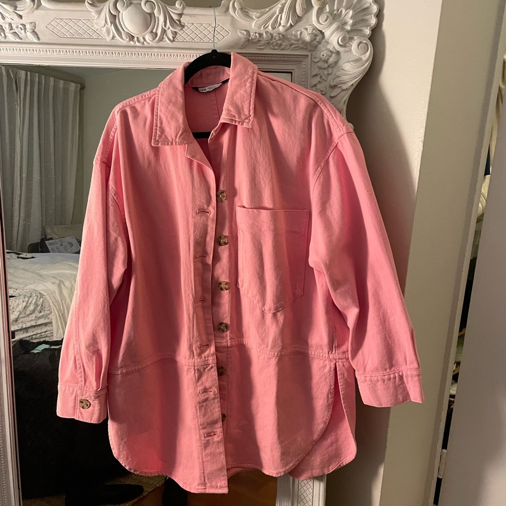 Zara Pink Denim Shacket